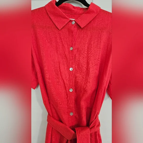 BNWT Red Linen Shirt Dress - Picture 9 of 12